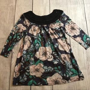 Anthropologie Meadow Rue NWT Floral Top with Lace